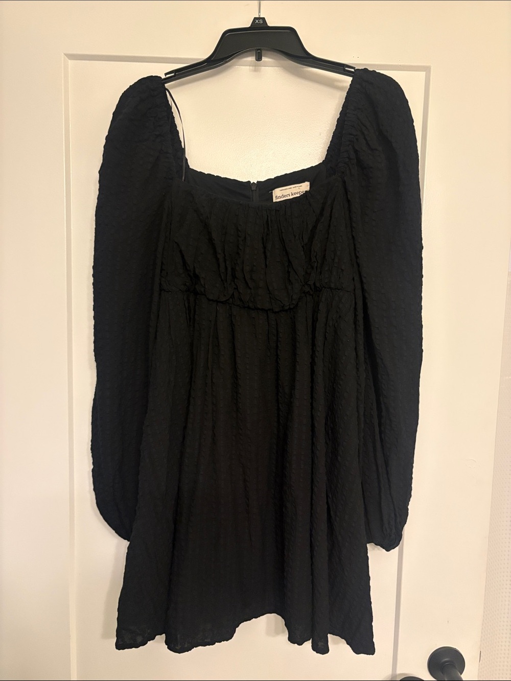 Gothic in the Summer Black Long-Sleeve Linen Blend Mini Dress